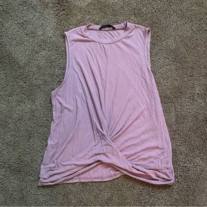 Shein Mauve Ribbed Twist Front Sleeveless Top Size L